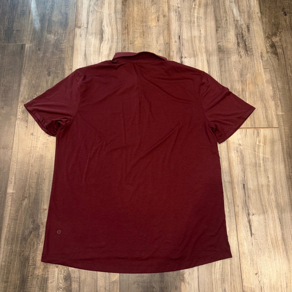 Lululemon Polo Shirt Mens Red Short Sleeve Athletic Golf Casual Stretch - Picture 2 of 5